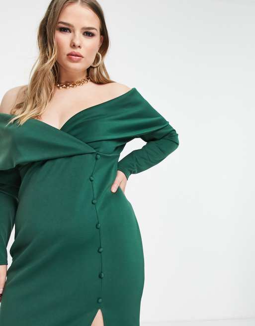 Asos plus size green 2024 dress