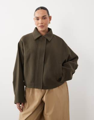 Asos Curve Asos Design Curve Formal Top Collar Cropped Jacket In Green