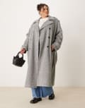 [ASOS Curve] ASOS DESIGN Curve formal trench coat in salt and pepper-Black XL Black & white