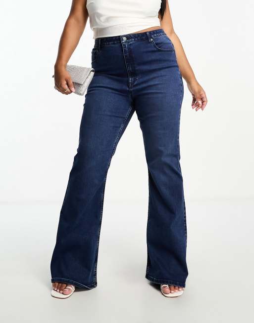 ASOS DESIGN Curve – Formende, superelastische Schlagjeans in Dunkelblau, 2 von 5