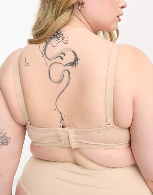 ASOS DESIGN Curve - Formstøbt, multifunktionel og sømløs BH i beige mikrofiber, 4 af 4