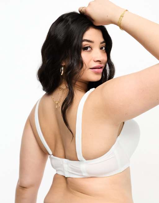 ASOS DESIGN Curve - Formstøbt og multifunktionel hvid BH uden stropper, 3 af 4