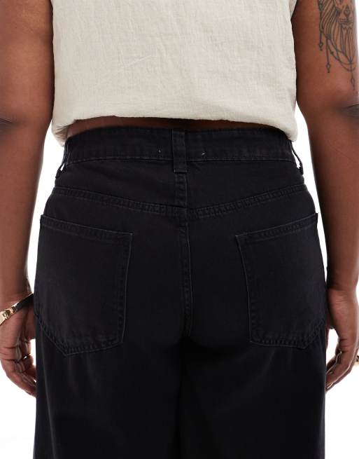 ASOS DESIGN Curve - Forvaskede sorte jeans med brede ben, 4 af 5