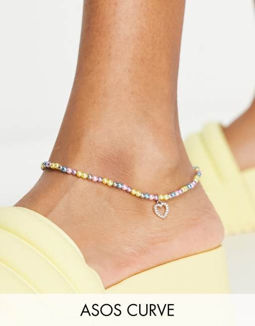 ASOS DESIGN Curve – Fotlänk med pärlor och berlocker