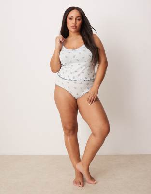 ASOS CURVE ASOS DESIGN CURVE FREYA POINTELLE CAMISOLE & BRIEF SET 