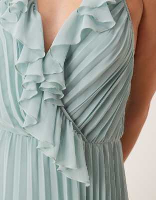 ASOS CURVE ASOS DESIGN CURVE FRILL WRAP DETAIL PLEATED MIDI DRESS 