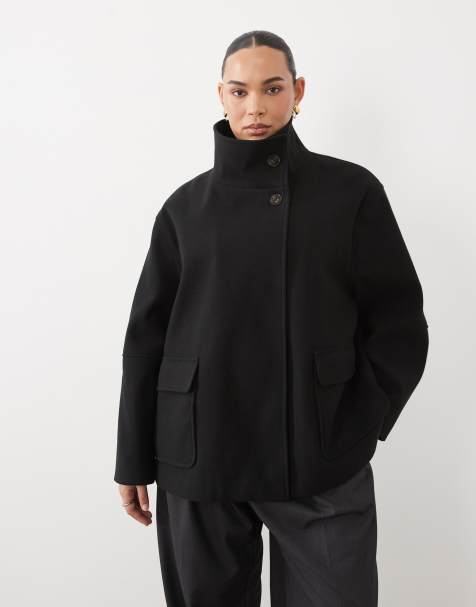 ASOS DESIGN Curve funnel harrington formal jacket in black - view 1