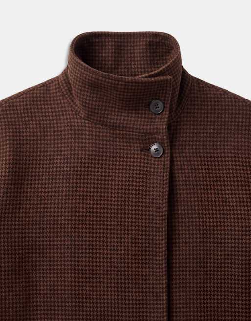 ASOS DESIGN Curve funnel harrington formal jacket in brown check, 8 of 8