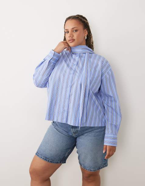 ASOS DESIGN Curve funnel neck shirt with tie - view 1
