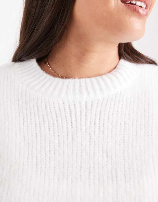 ASOS DESIGN Curve - Gebreide rechte tanktop met schouderdetail in crème, 2 van 4