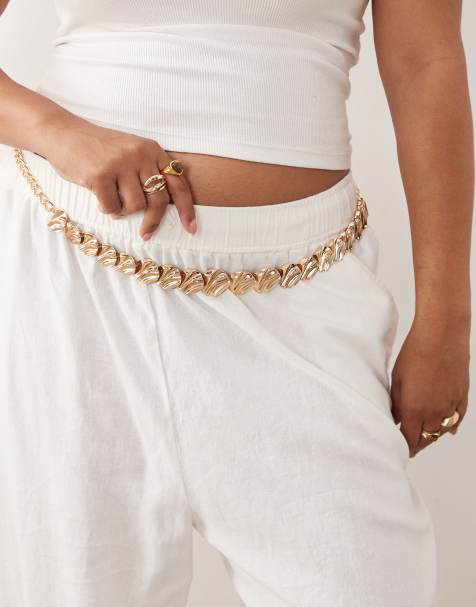 ASOS DESIGN Curve - Gehamerde cirkelvormige kettingriem in goud - view 1