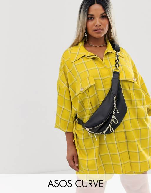 ASOS DESIGN Curve – Hemdjacke und Anzugshorts in Gelb kariert, 2 von 3