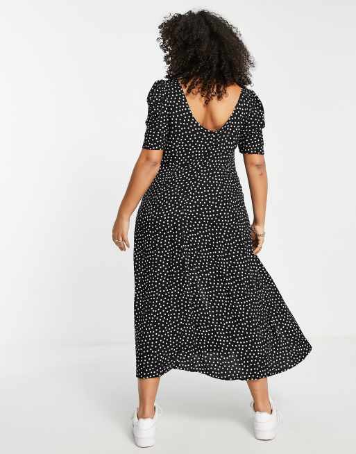 ASOS DESIGN Curve – Gepunktetes Maxikleid mit Schlitzen und Körbchen, 3 von 4