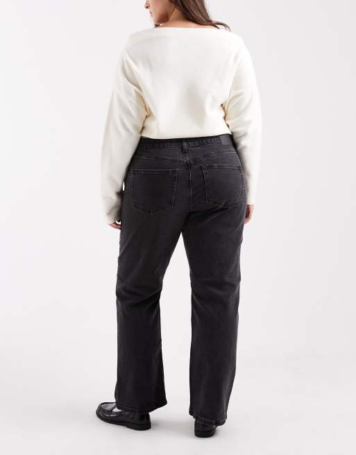 ASOS DESIGN Curve – Gerade geschnittene Jeans aus Comfort Stretch in verwaschenem Schwarz, 2 von 5