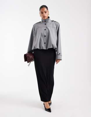 ASOS DESIGN Curve - Gerade geschnittener Maxirock aus Jersey in Schwarz