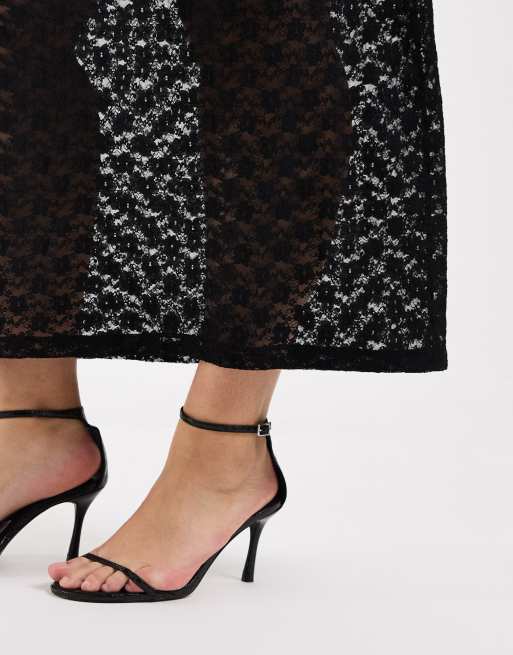 ASOS DESIGN Curve – Gerade geschnittener Maxirock aus Spitze in Schwarz, 4 von 5