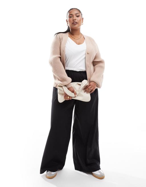 ASOS DESIGN Curve - Geribbeld vest met structuur in mokka, 2 van 4