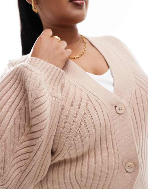 ASOS DESIGN Curve - Geribbeld vest met structuur in mokka, 3 van 4