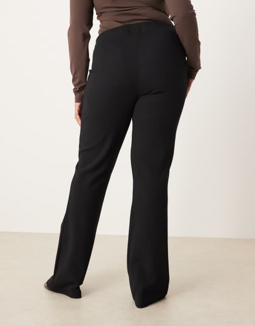 ASOS DESIGN Curve - Geribbelde flare-broek van zware stof in zwart, 4 van 5