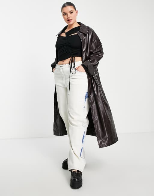 ASOS DESIGN Curve - Gerimpelde top met lange mouwen en uitsnijdingen in zwart, 4 van 4