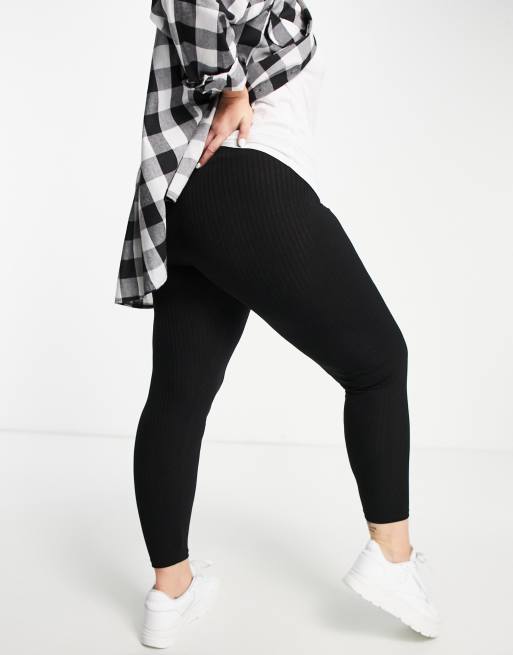 ASOS DESIGN – Gerippte Leggings in Schwarz