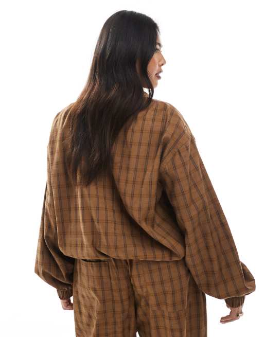 ASOS DESIGN Curve - Geruit jack van co-ord set met bolle zoom in mosterdgeel, 3 van 4