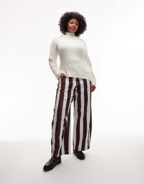 ASOS DESIGN Curve - Gestreepte broek met wijde ronde pijpen - view 1