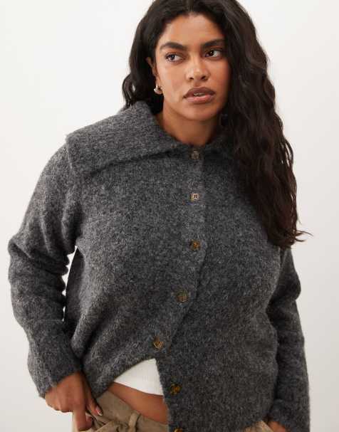 ASOS DESIGN Curve - Getailleerd vest met kraagje in antracietgrijs - view 1