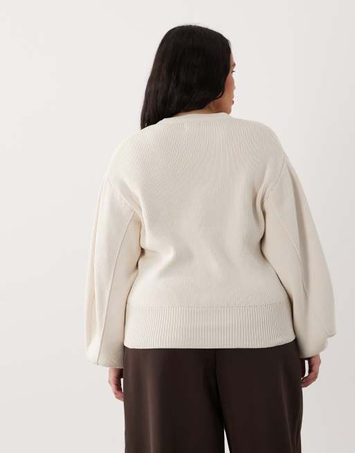 ASOS DESIGN Curve - Getailleerd vest met structuur in crème, 4 van 4