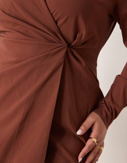 ASOS DESIGN Curve - Getailleerde mini-blazerjurk in chocoladebruin, 3 van 4