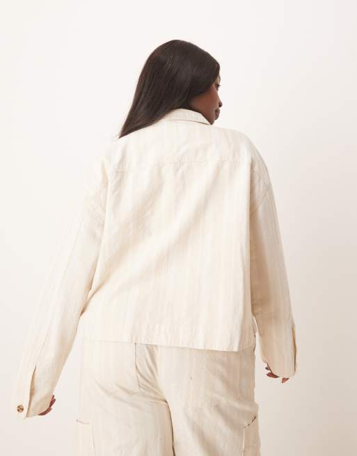ASOS DESIGN Curve - Giacca bianco sporco con tasca in coordinato, 3 di 4