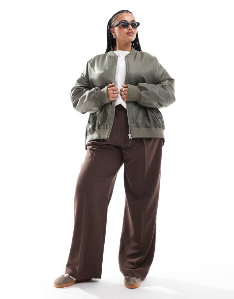 ASOS DESIGN Curve - Giacca bomber kaki e grigia combinata - view 1