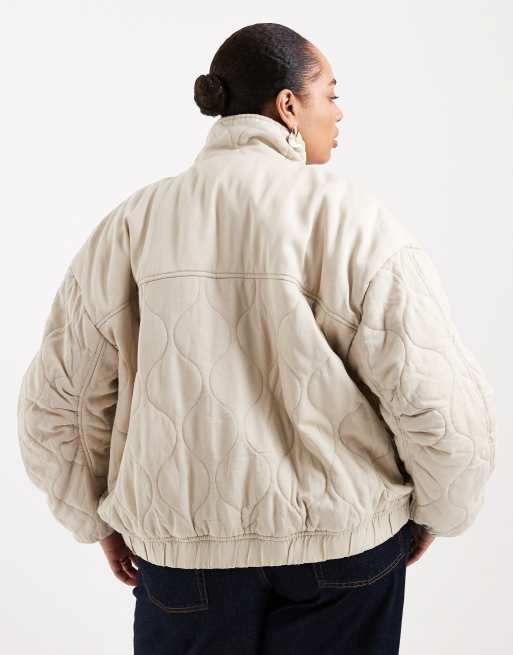 ASOS DESIGN Curve - Giacca bomber trapuntata color salvia con carré, 4 di 4