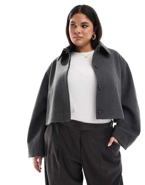 ASOS DESIGN Curve - Giacca color antracite con colletto a punta - view 1