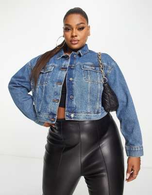 ASOS DESIGN Curve Asos Donna Abbigliamento Cappotti e giubbotti Giacche Giacche di jeans Giacca di jeans "original" lavaggio medio 