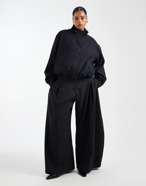 ASOS DESIGN Curve - Giacca sportiva sartoriale antracite con collo a imbuto, 2 di 4