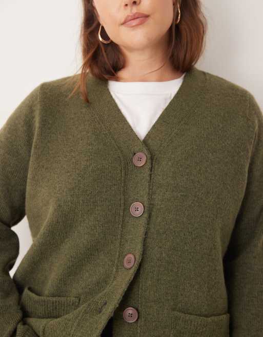 ASOS DESIGN Curve - Gilet boyfriend avec poche avant - Kaki, 3 de 4