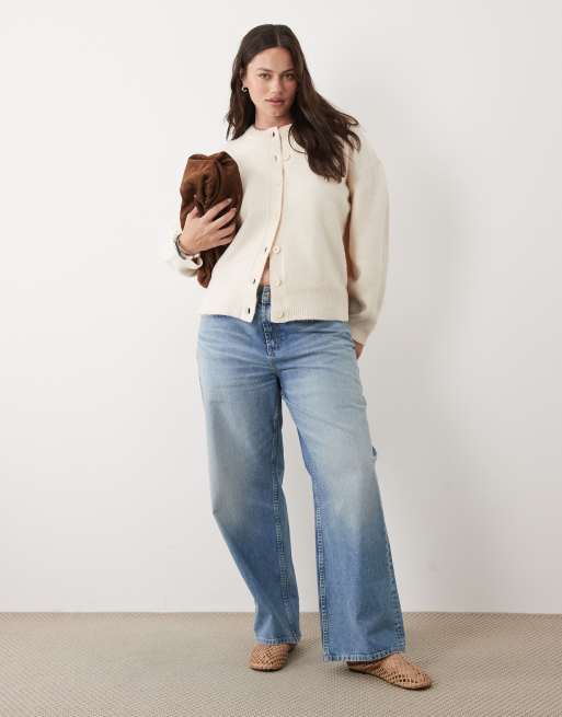 ASOS DESIGN Curve gilet décontracté avec fentes sur les côtés en crème, 2 de 4