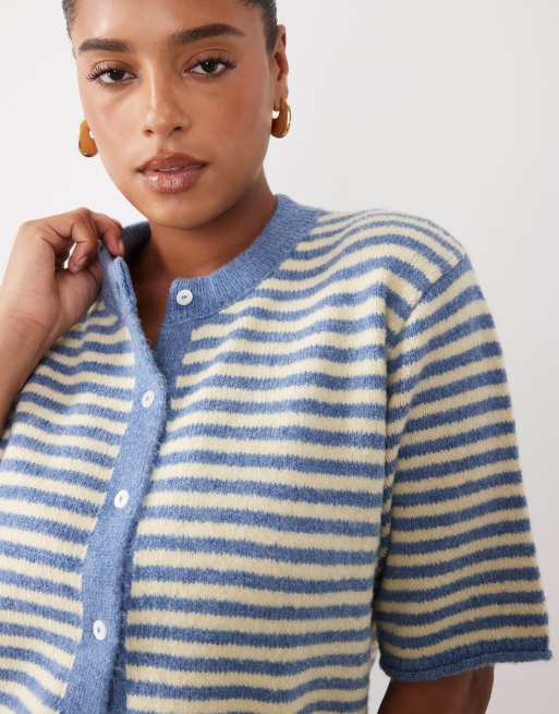 ASOS DESIGN Curve - Gilet décontracté léger - Bleu et babeurre, 2 de 4
