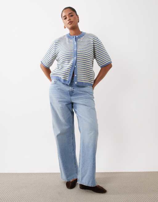 ASOS DESIGN Curve - Gilet décontracté léger - Bleu et babeurre, 4 de 4