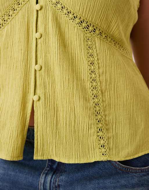 ASOS DESIGN Curve - Gilet met kanten afwerking in groen, 4 van 4