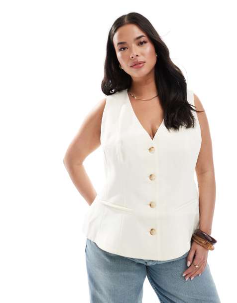 ASOS DESIGN Curve - Gilet met peplum in lichtgeel - view 1
