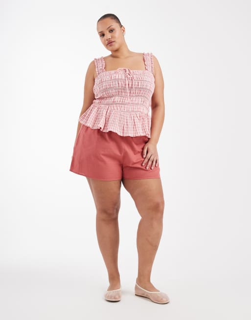 ASOS DESIGN Curve – Ginghamrutigt, smockat linne med breda axelband, 4 av 4