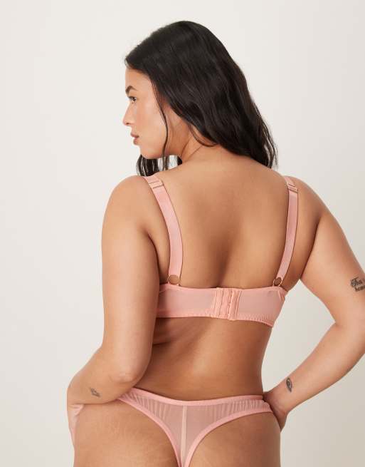 ASOS DESIGN Curve Giselle premium sparkle embroidery underwired bra in coral, 2 of 4