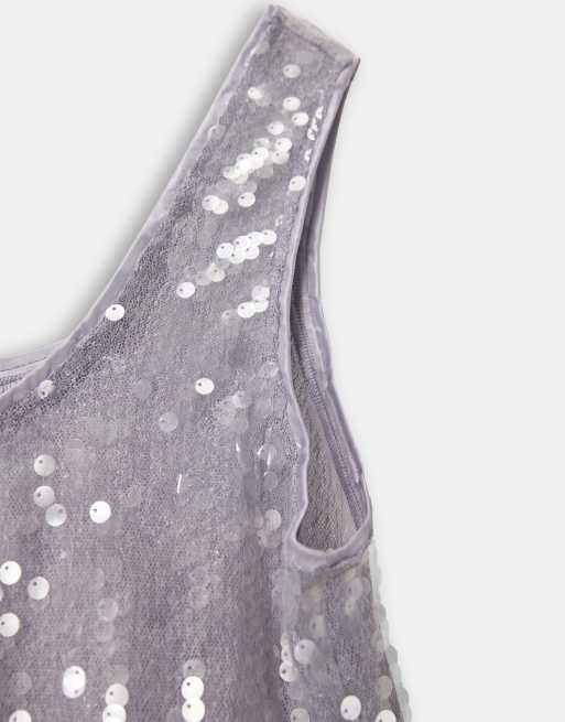 ASOS DESIGN Curve glass sequin scoop neck cropped cami in blue - part of a set, 8 of 8