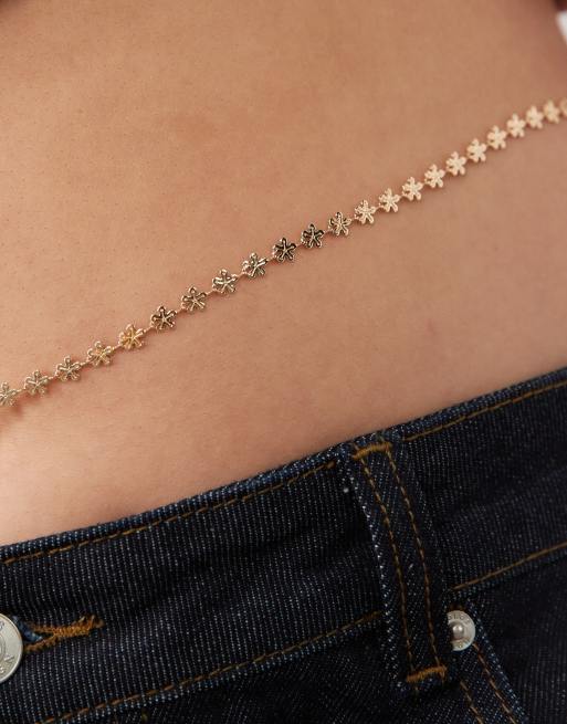 ASOS DESIGN Curve – Goldfarbene Bauchkette mit Blumendesign, 3 von 3