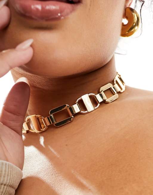ASOS DESIGN Curve – Goldfarbene Halskette im Glieder-Design