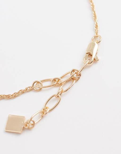 ASOS DESIGN Curve – Goldfarbene Halskette mit echtem Tigerauge-Halbedelstein-Anhänger, 4 von 4