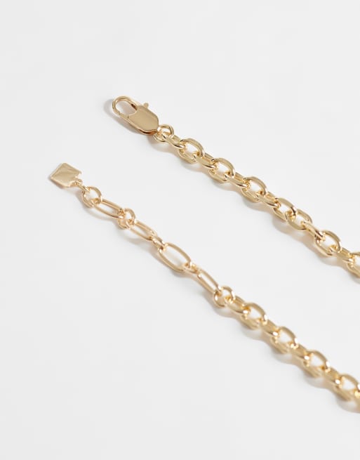 ASOS DESIGN Curve – Goldfarbene Halskette mit eingefassten Schmucksteinen aus geschmolzenem Kunstharz, 3 von 4