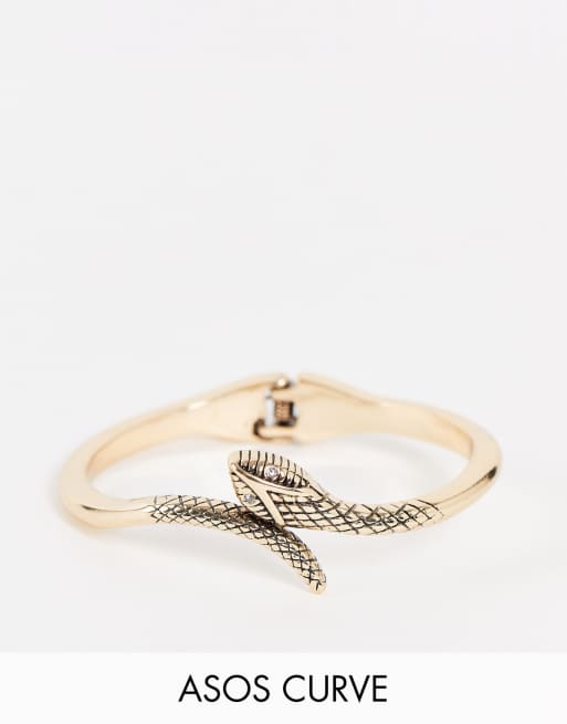 ASOS DESIGN Curve – Goldfarbener Armreif mit Schlangendesign